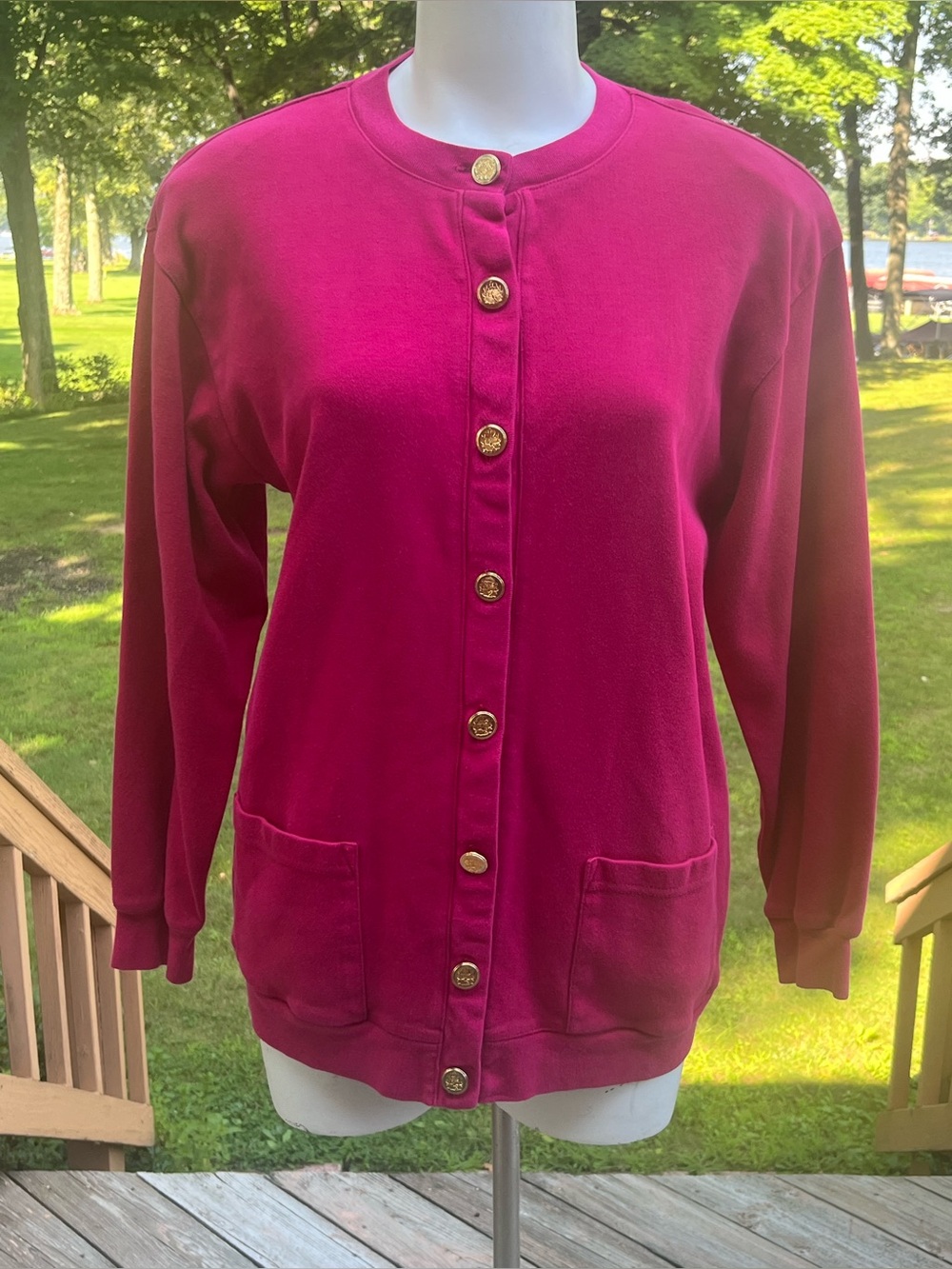 Vintage 80’s/90’s Talbots button front cotton sweater jacket M-L